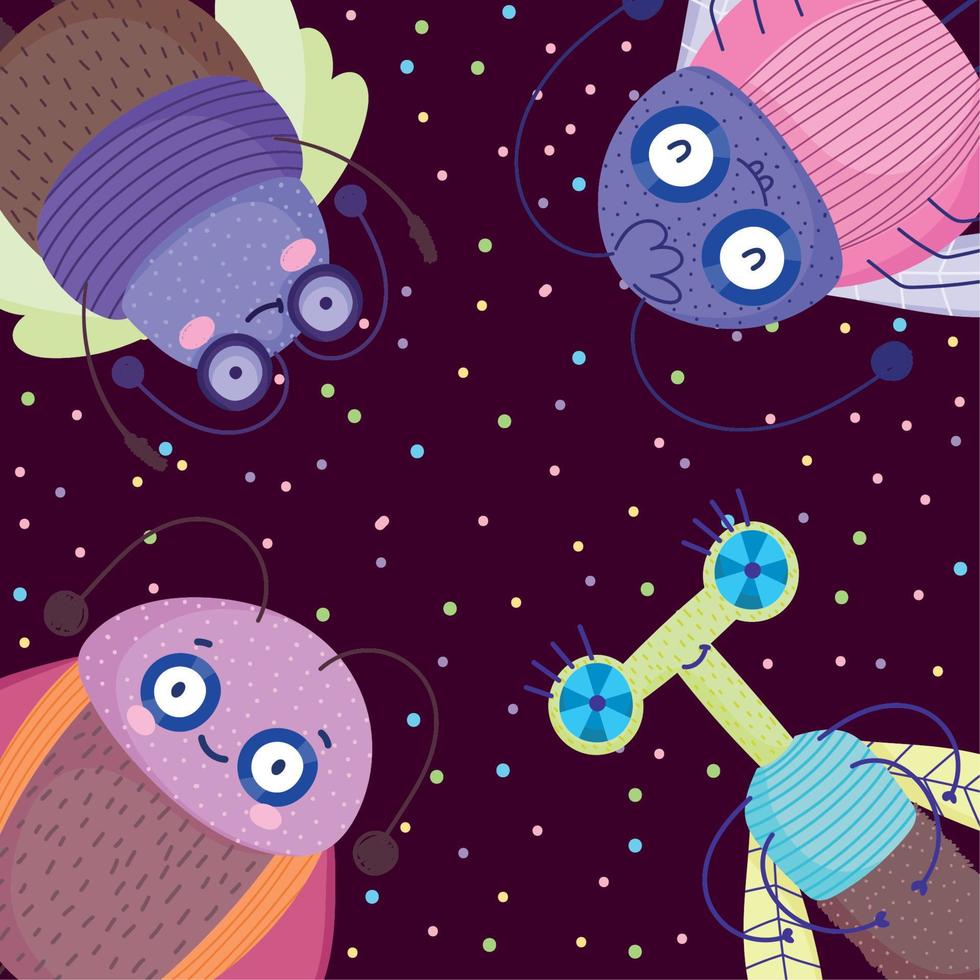 funny different insects animal on dotted background vector