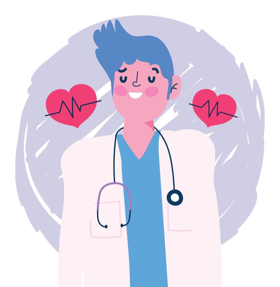 doctor male character professional medical stethoscope design vector