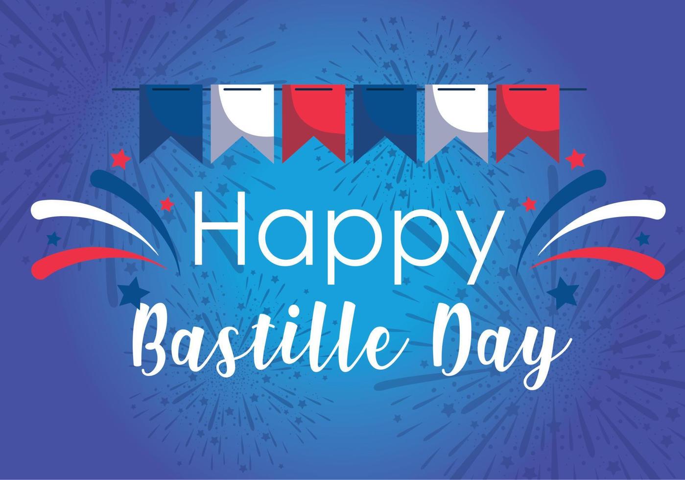 france banner pennant of happy bastille day vector design