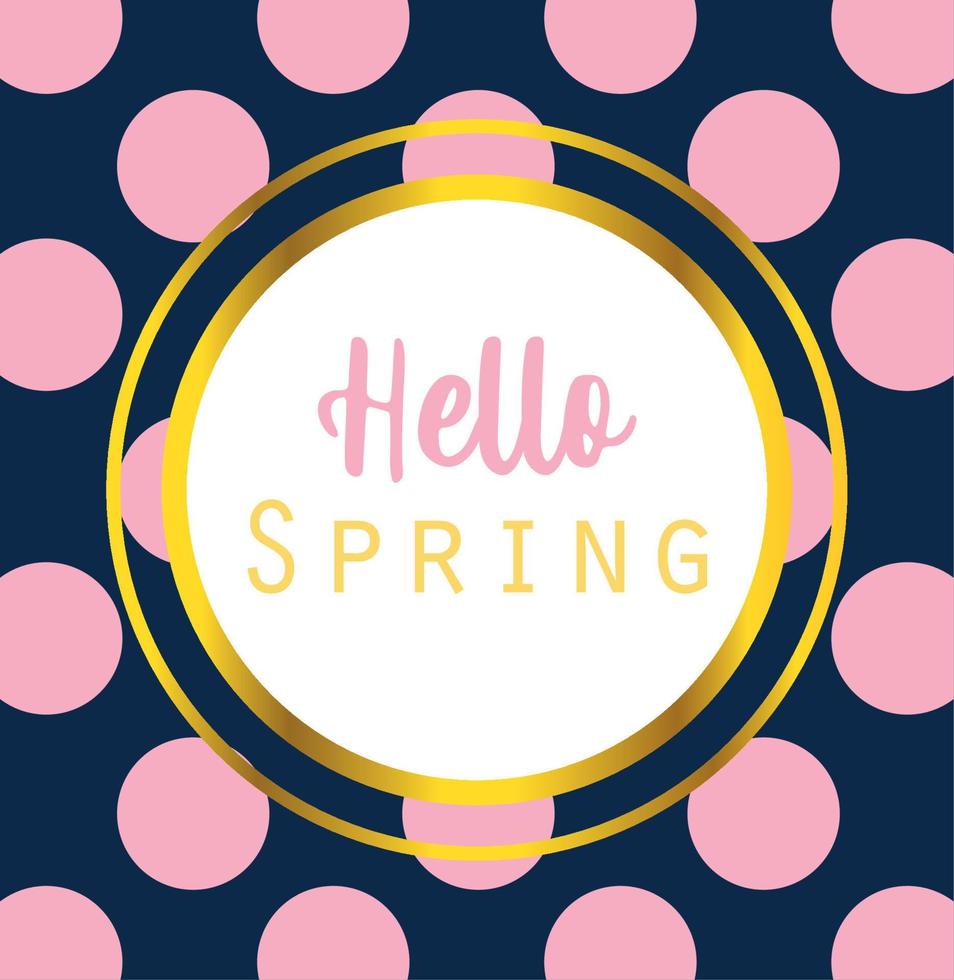 hello spring, inscription handwriting label dotted background vector