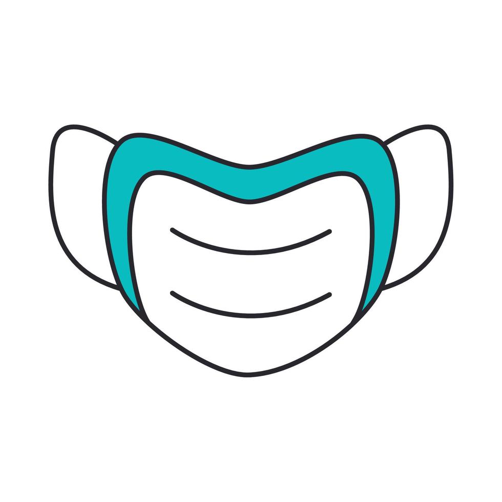 medical mask protection, covid 19 coronavirus prevention spread outbreak disease pandemic line and fill style icon vector