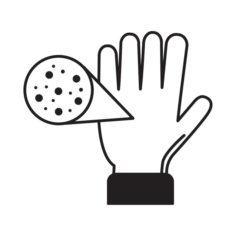 icono de estilo de línea de contaminación de manos infectadas por pandemia de virus covid 19 vector