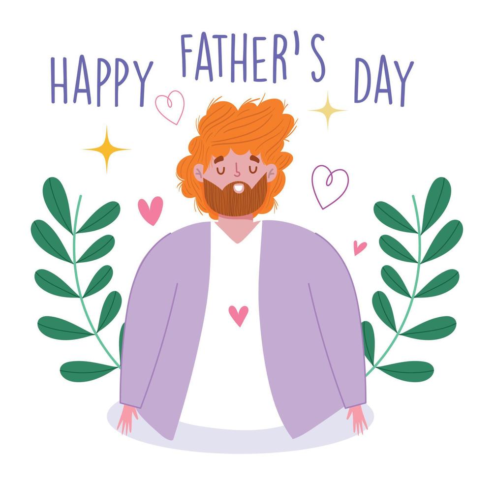 happy fathers day, greeting card dad with love hearts floral decoration vector