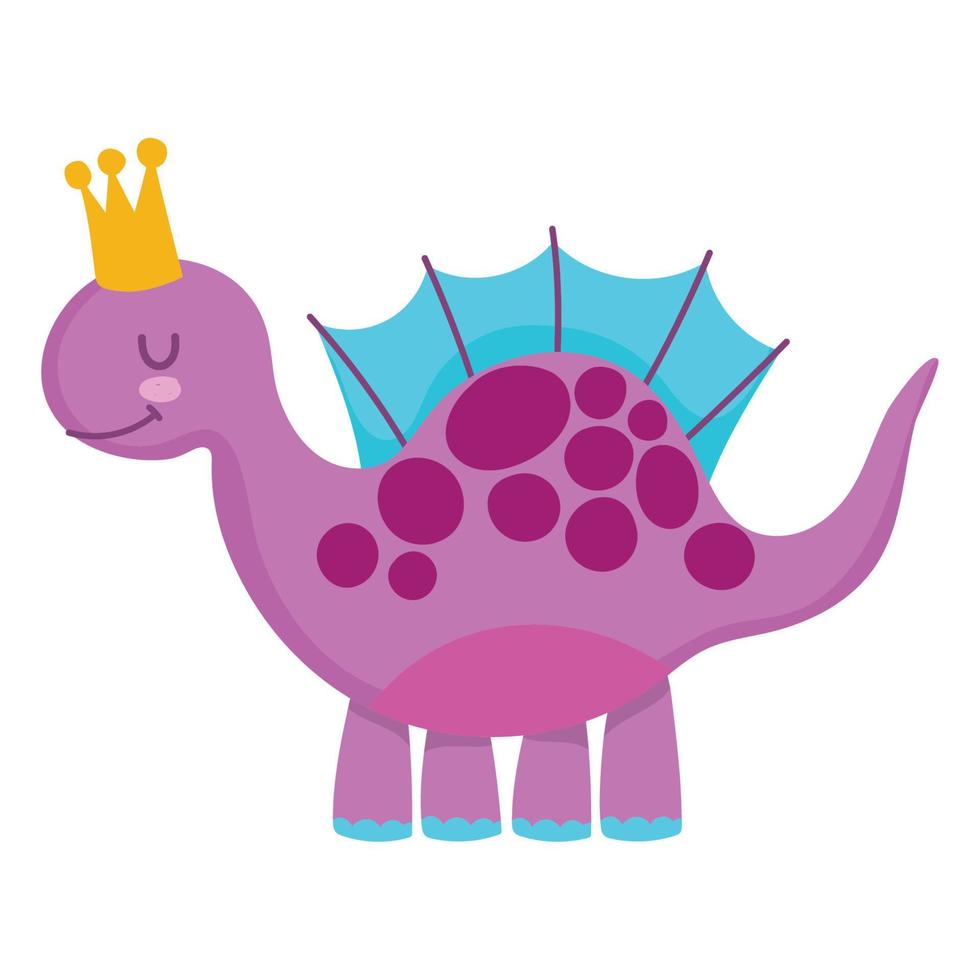 funny cartoon dino stegosaurus animal style white background vector