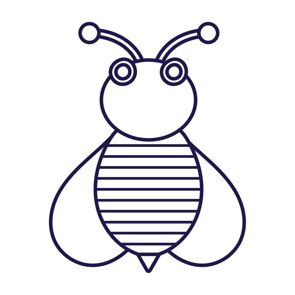 bee insect animal comic in cartoon line icon style vector