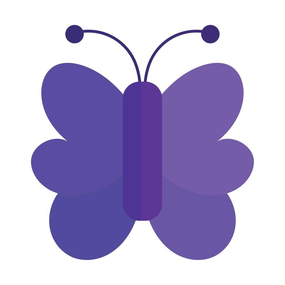 animal insecto mariposa púrpura en estilo de icono plano de dibujos animados vector