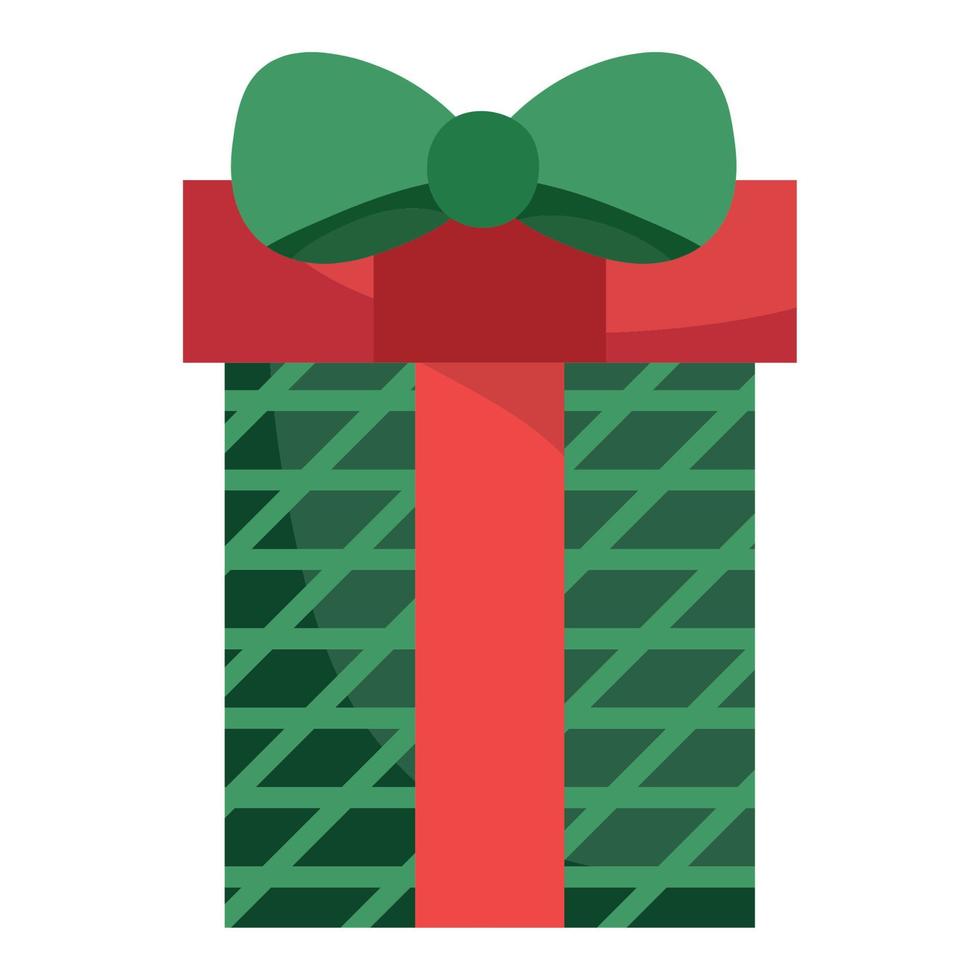 feliz navidad caja de regalo verde sorpresa decoración y celebración icono vector