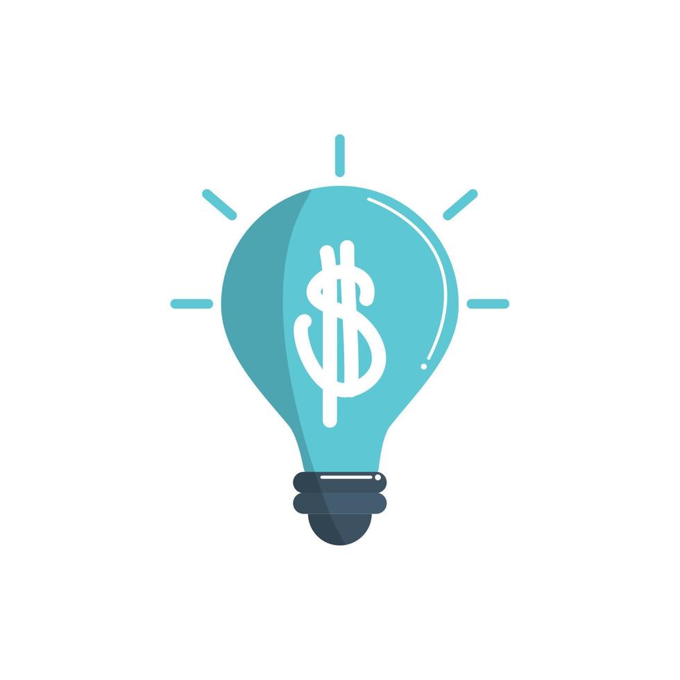 money business financial bulb creativity solution color tone and fill vector