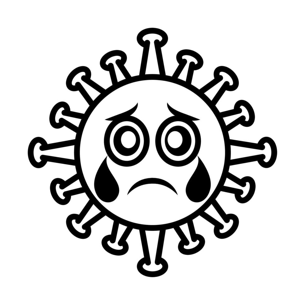 virus emoticon, covid-19 emoji character infection, face crying line cartoon style vector