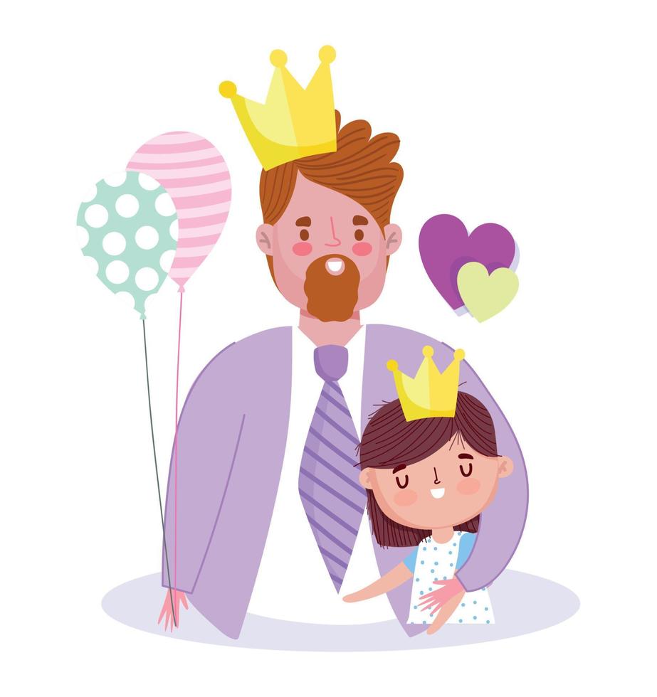 Father and daughter with crown vector design