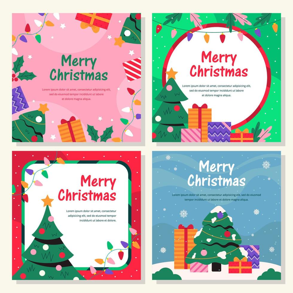 Christmas Tree Social Media Template vector