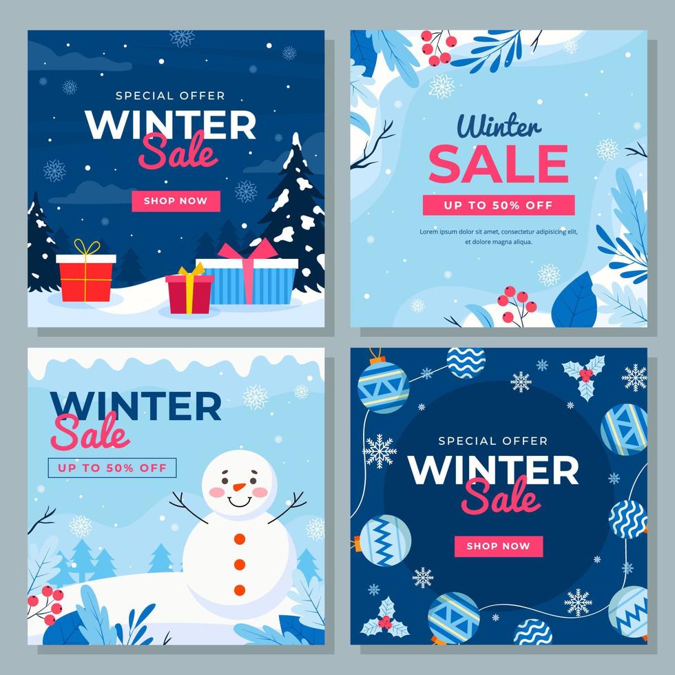 Winter Sale Social Media Template vector