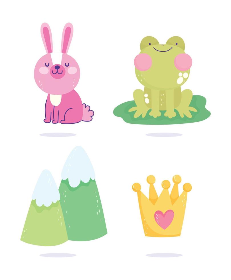 little rabbit frog and animal cartoon cute text vector