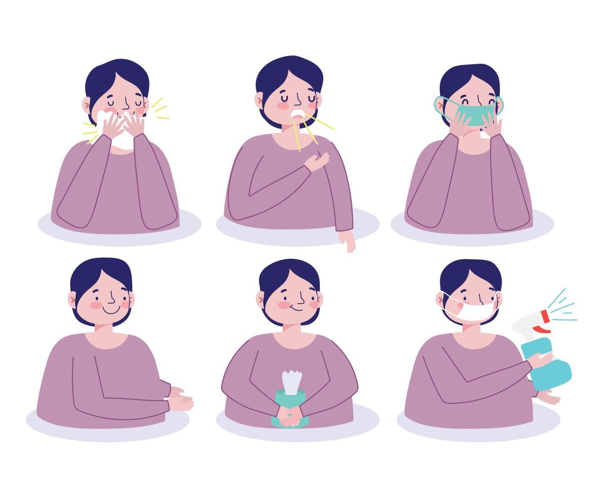covid 19 prevention people medical protection symptoms healthcare vector