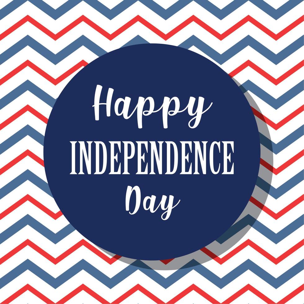 Independence day circle in front of zig zag background vector design