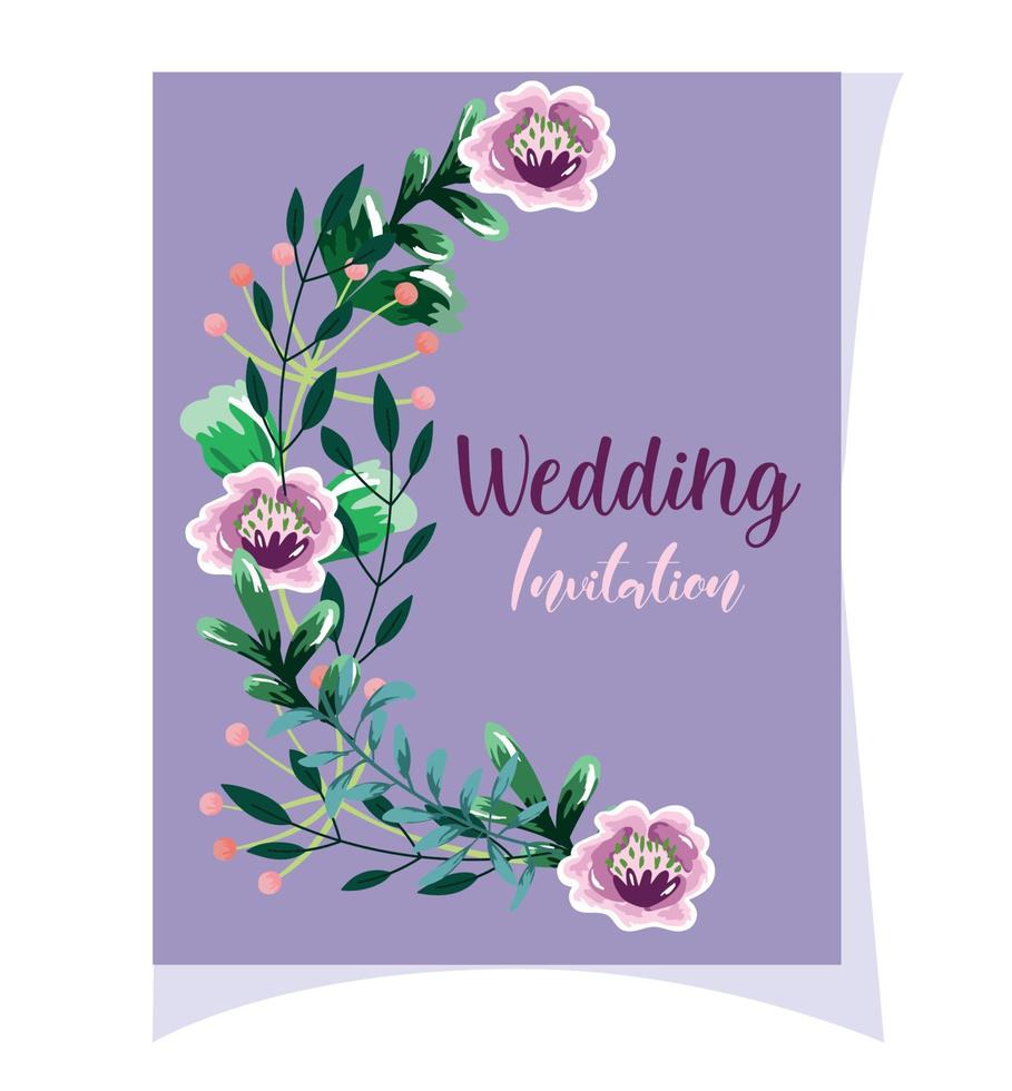 wedding ornament floral decorative purple flower greeting card or invitation vector