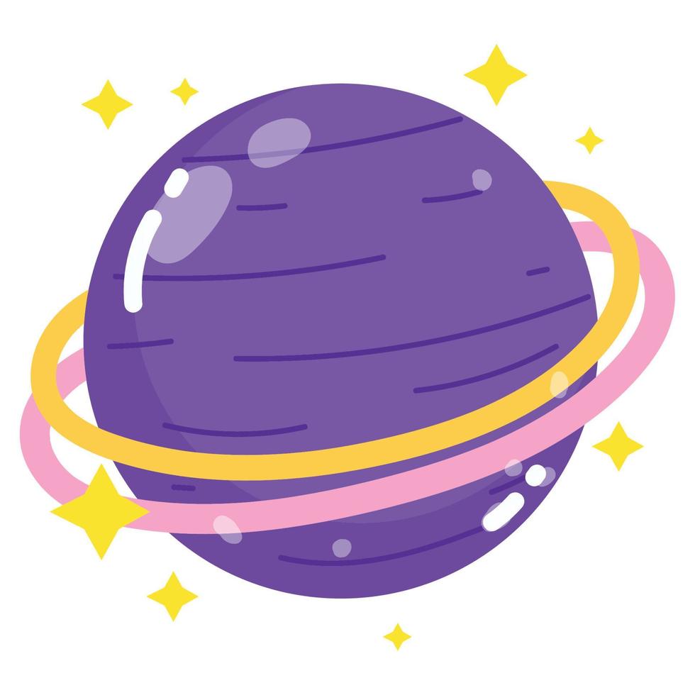 planet saturn space galaxy astronomy in cartoon style vector