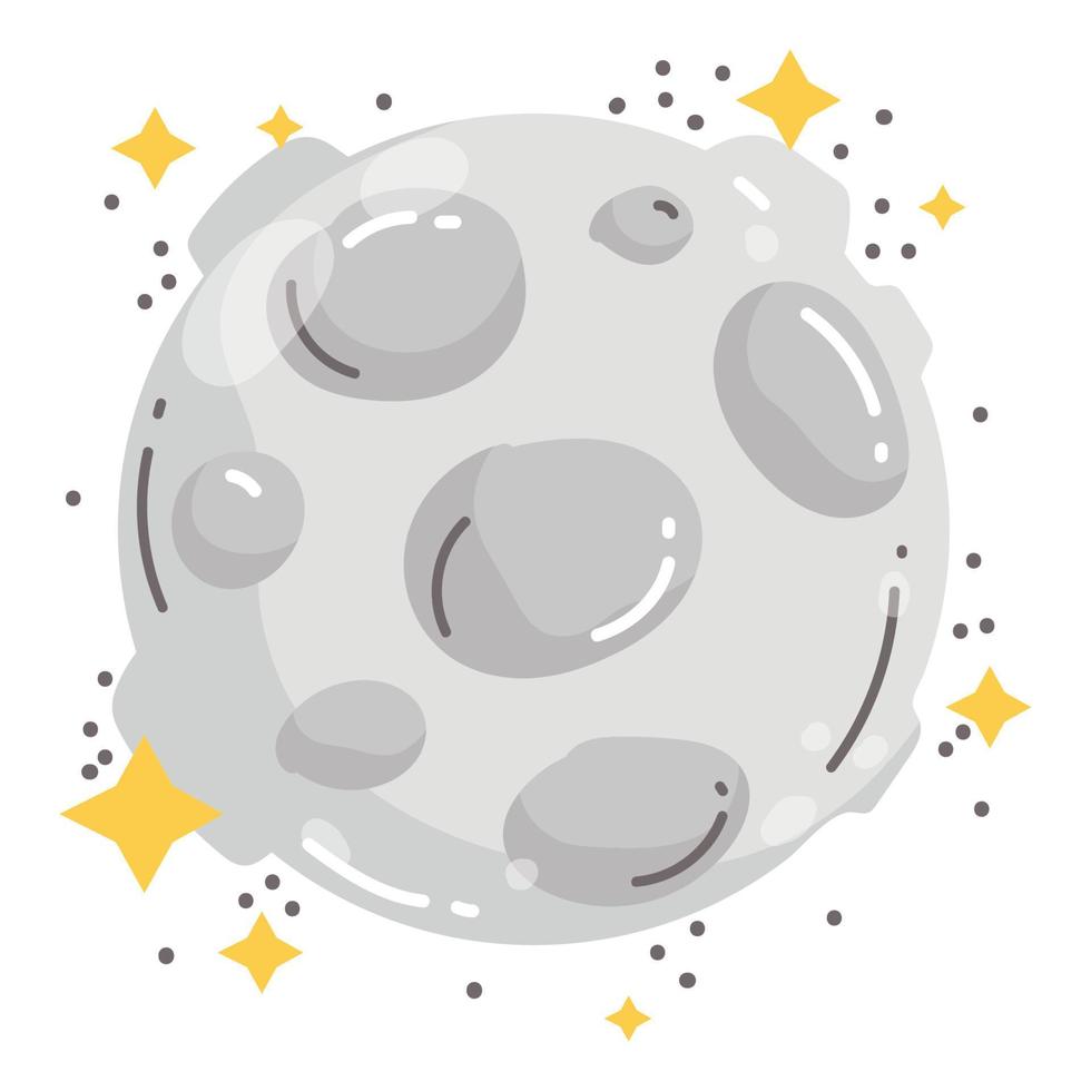 moon and stars space galaxy astronomy in cartoon style vector