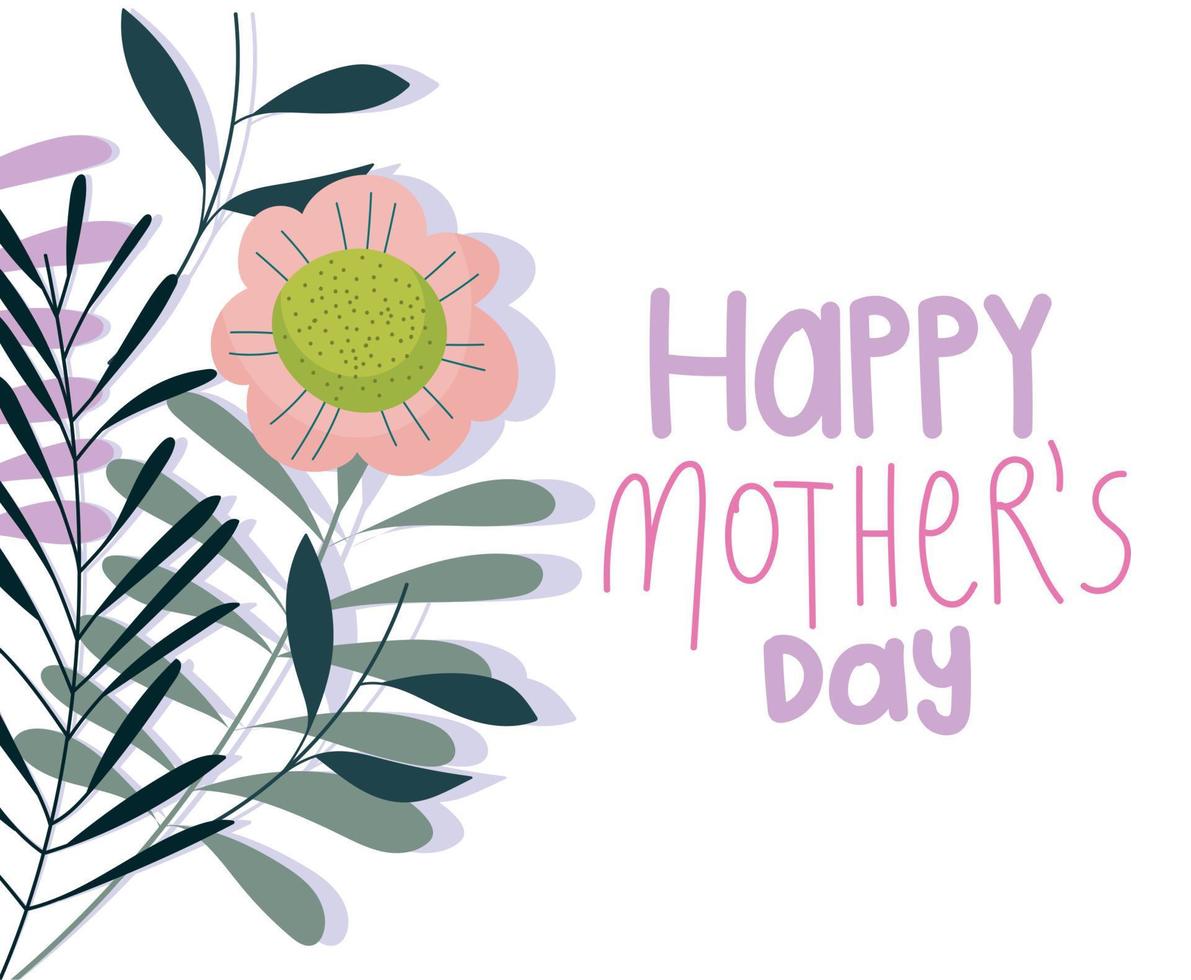 happy mothers day, delicate flower floral botanical decoration card vector