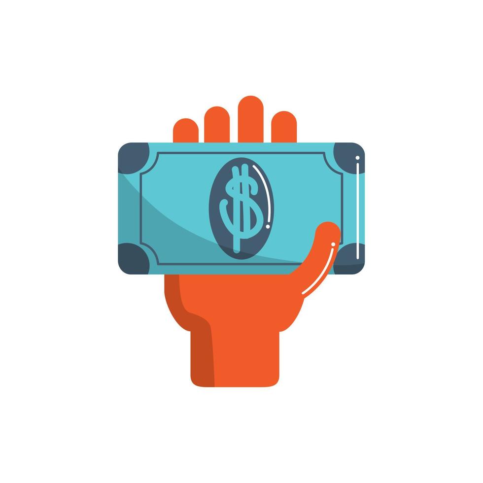 hand showing bill cash money business financial color tone and fill vector