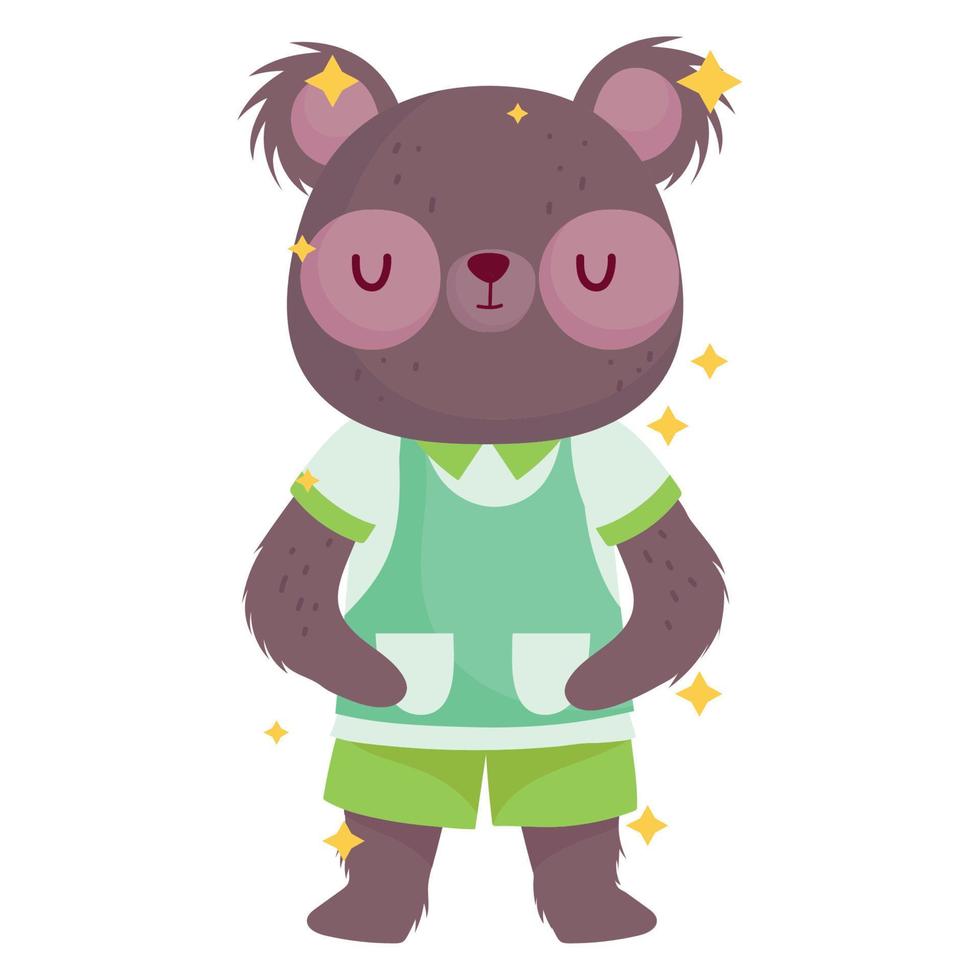 back to school, cute bear with uniform cartoon vector