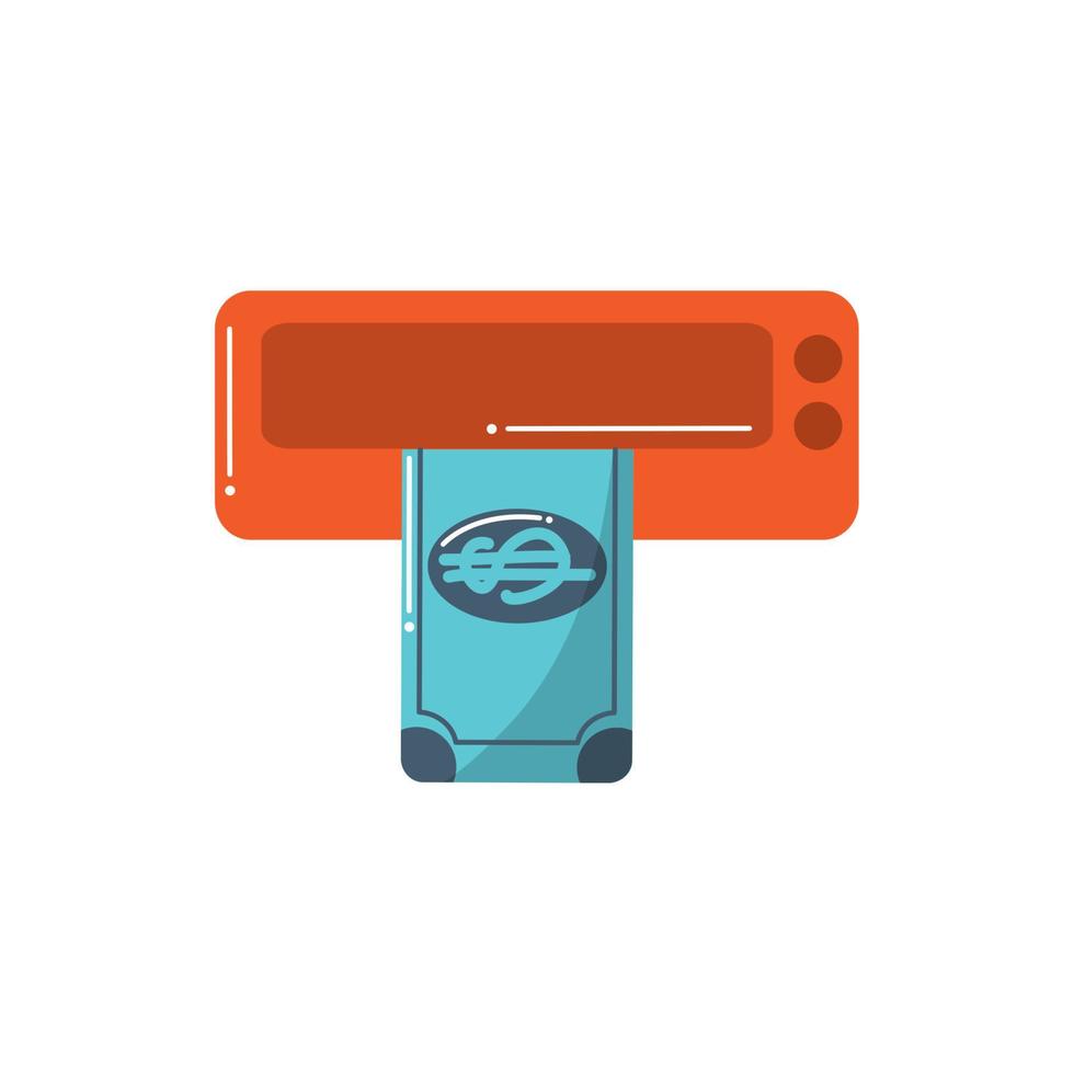 atm banknote bank money business financial color tone and fill vector