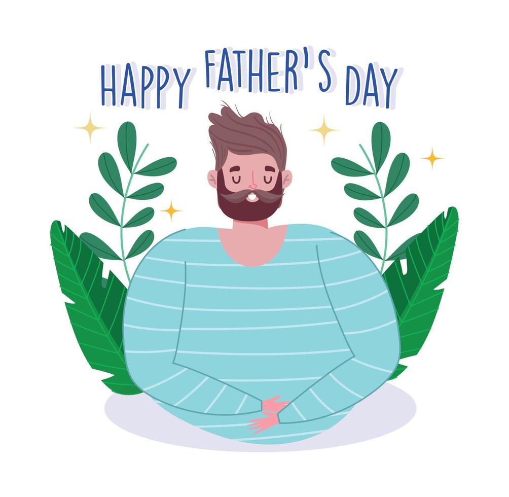 feliz día del padre, personaje de papá con tarjeta de decoración de barba vector