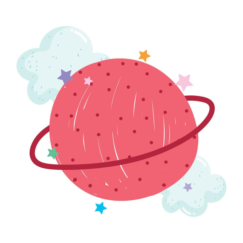 saturn planet solar system space adventure galaxy cartoon vector