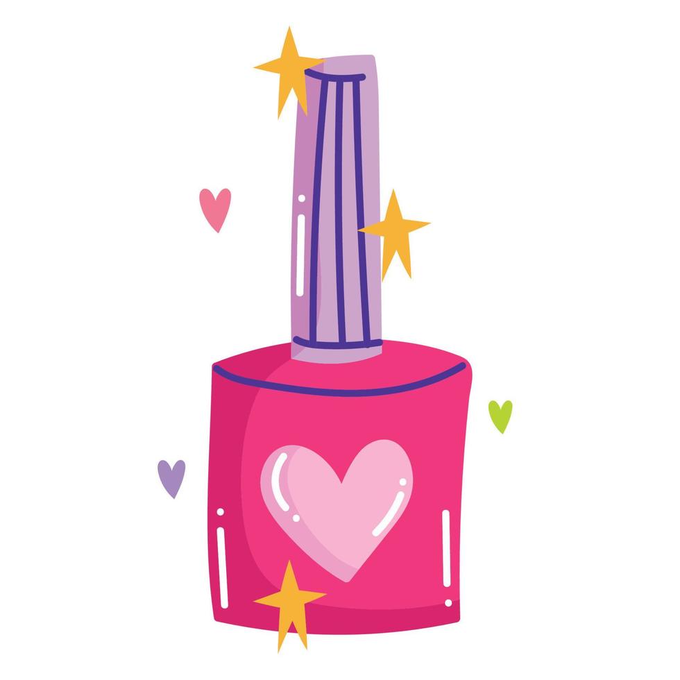 manicure pink nail polish care tool in cartoon style vector