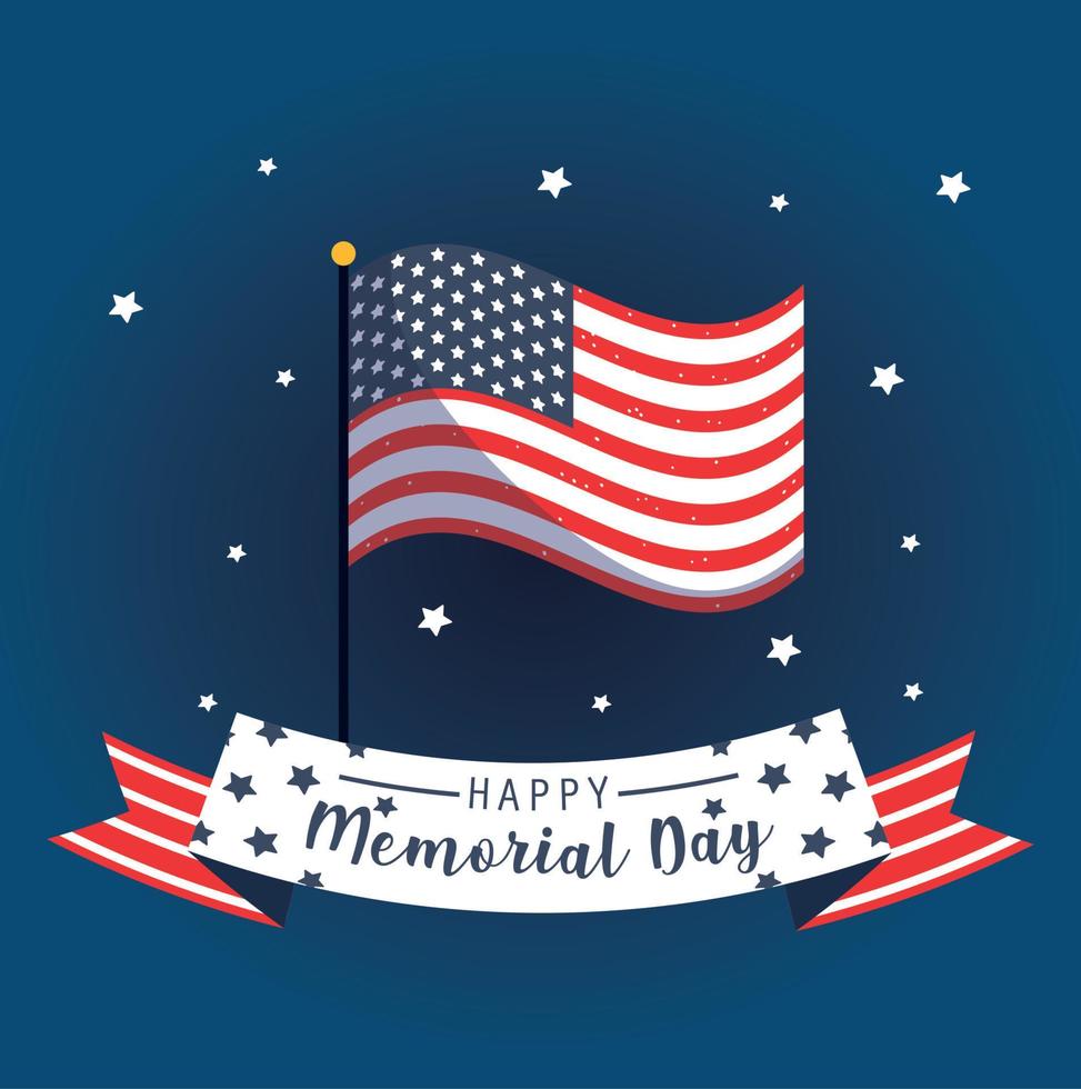 Flag and ribbon of memorial day vector design 13628189 Vector Art at