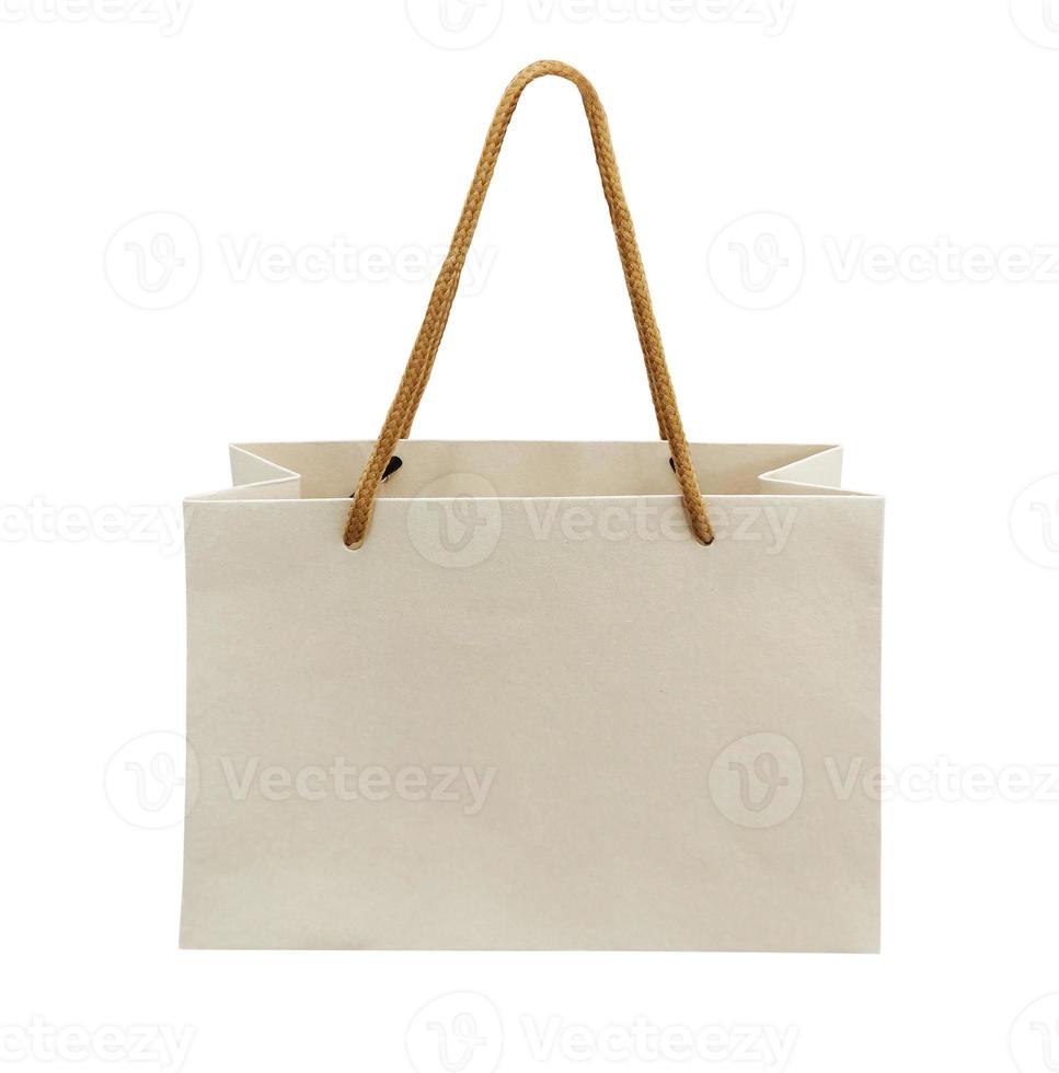 recycled paper tote bag on white background photo