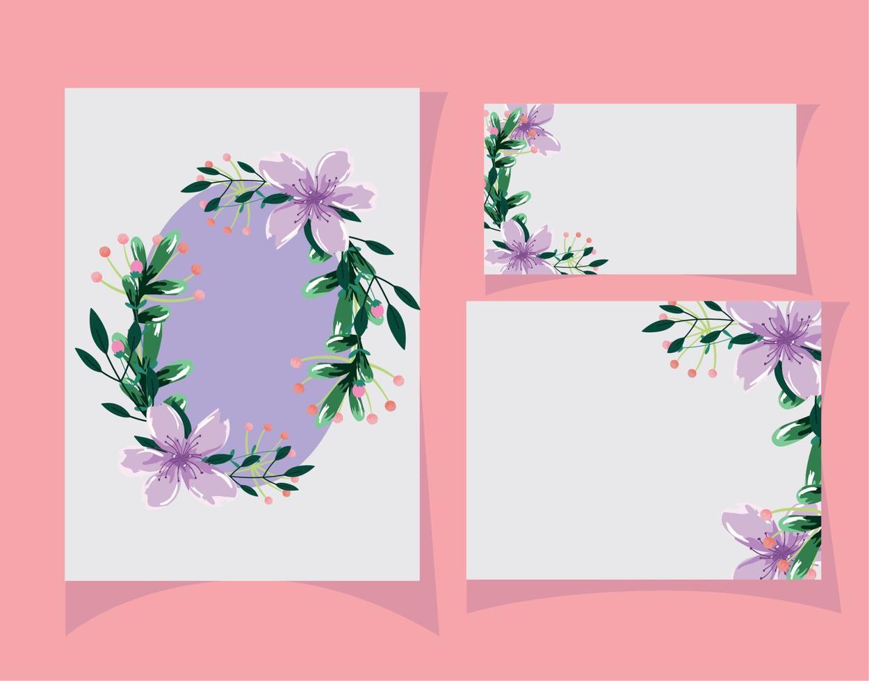 invitación floral de boda, tarjeta de plantilla de acuarela de hojas de flores vector
