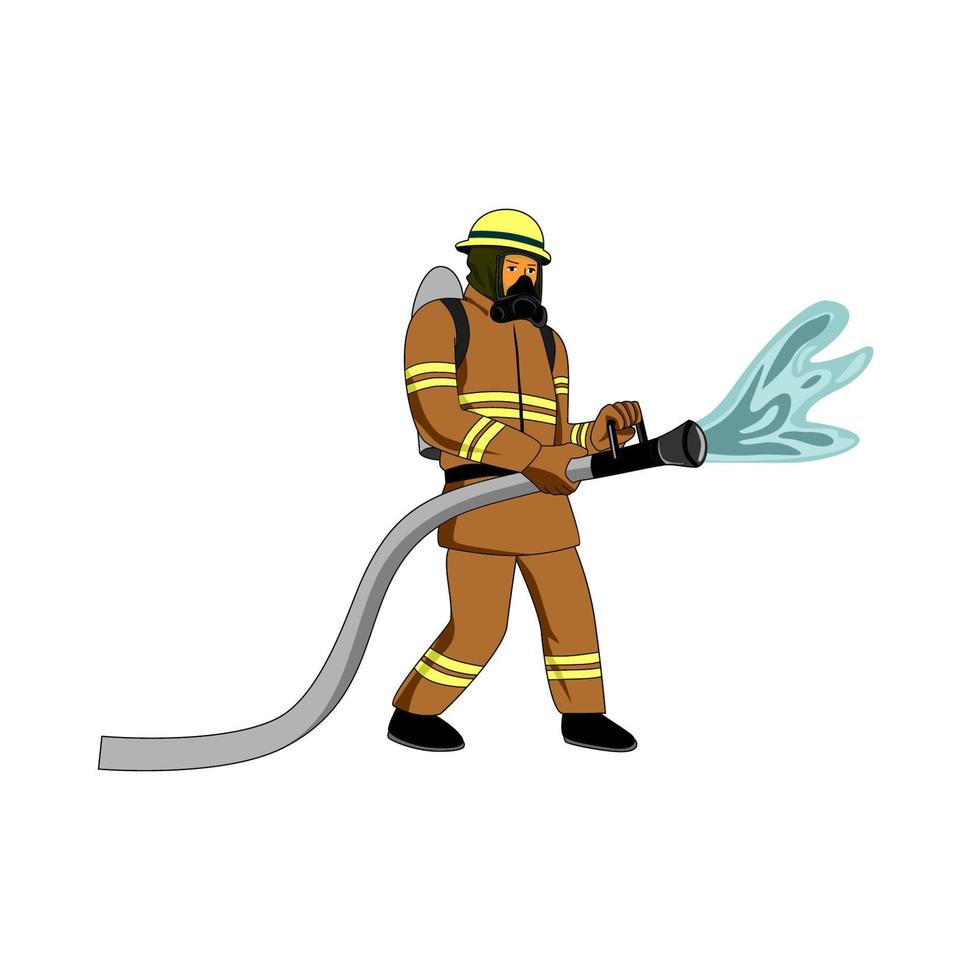 vector de diseño de bombero. bombero profesional extingue el fuego.