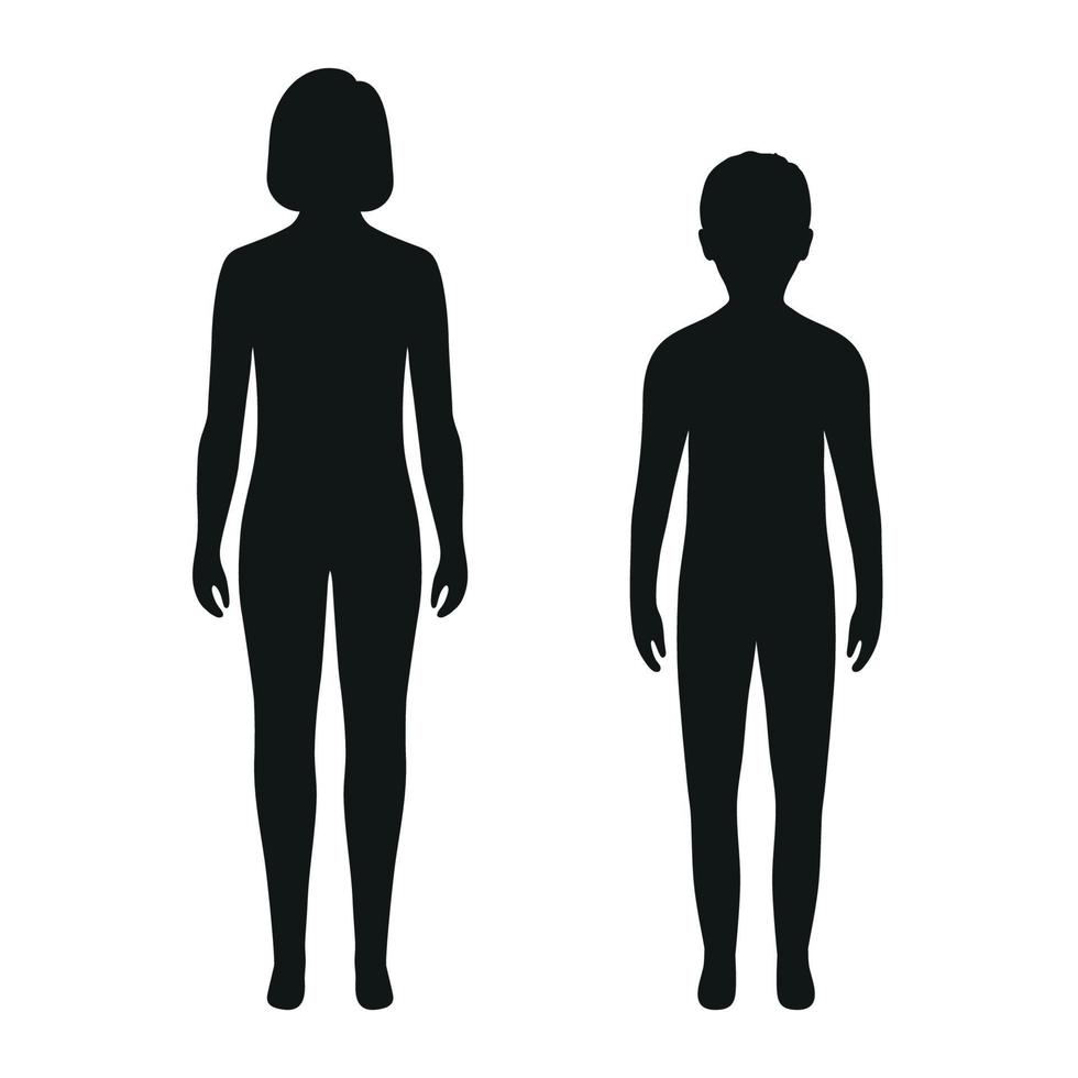 illustration silhouette boy and girl vector