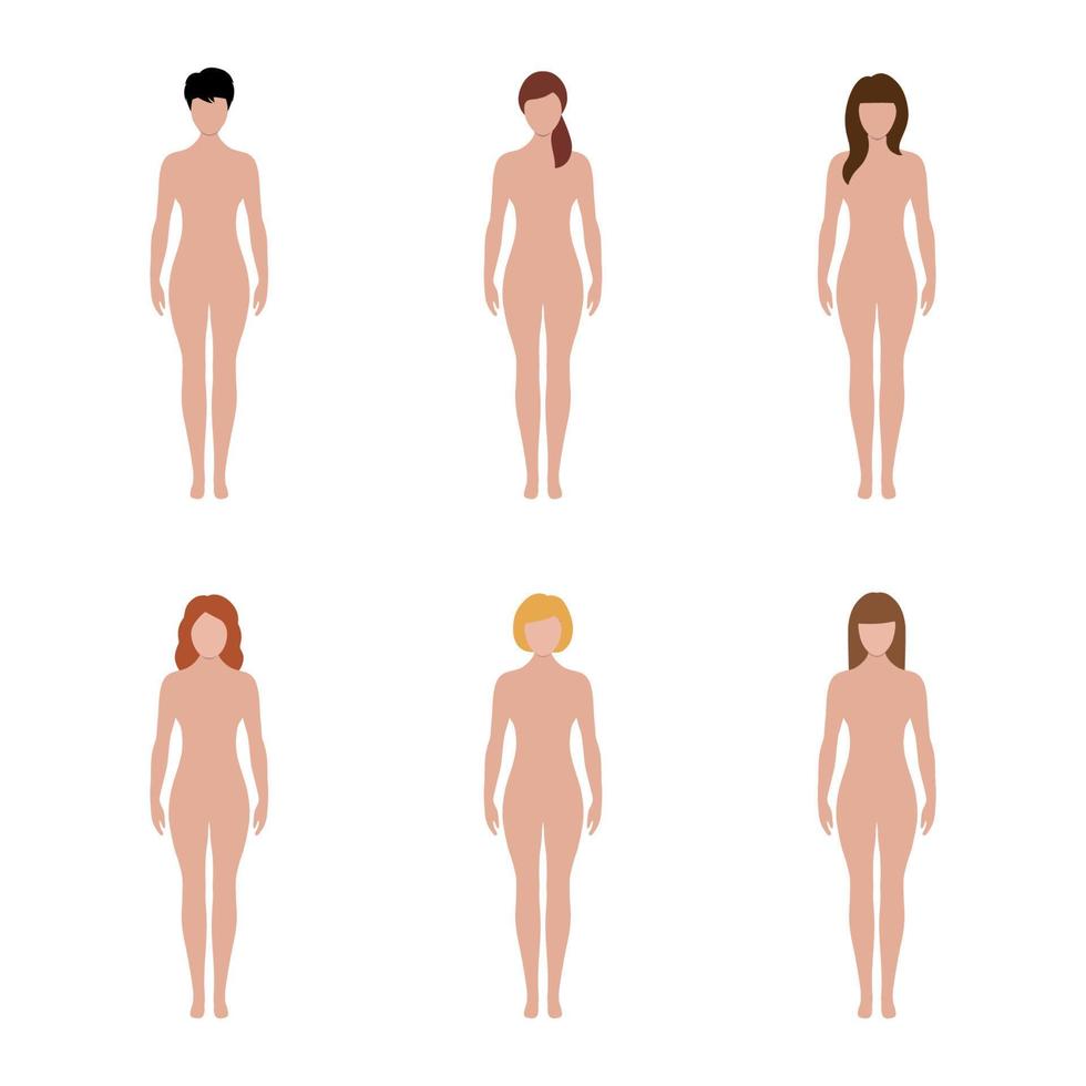 Illustration set of female silhouettes vector
