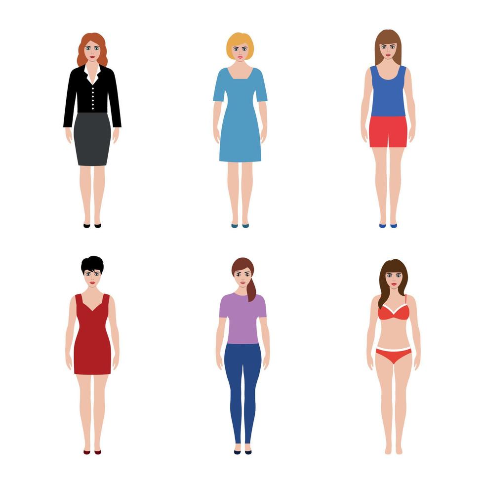 Illustration set of female silhouettes vector