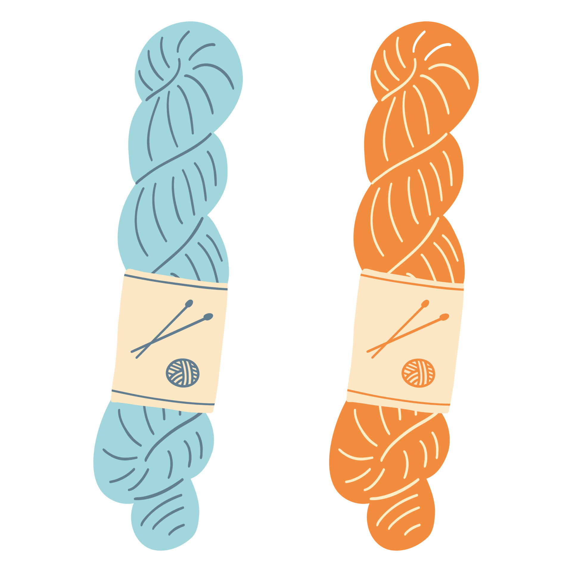 Colorful hank yarn for knitting or crochet. Hand drawn vector
