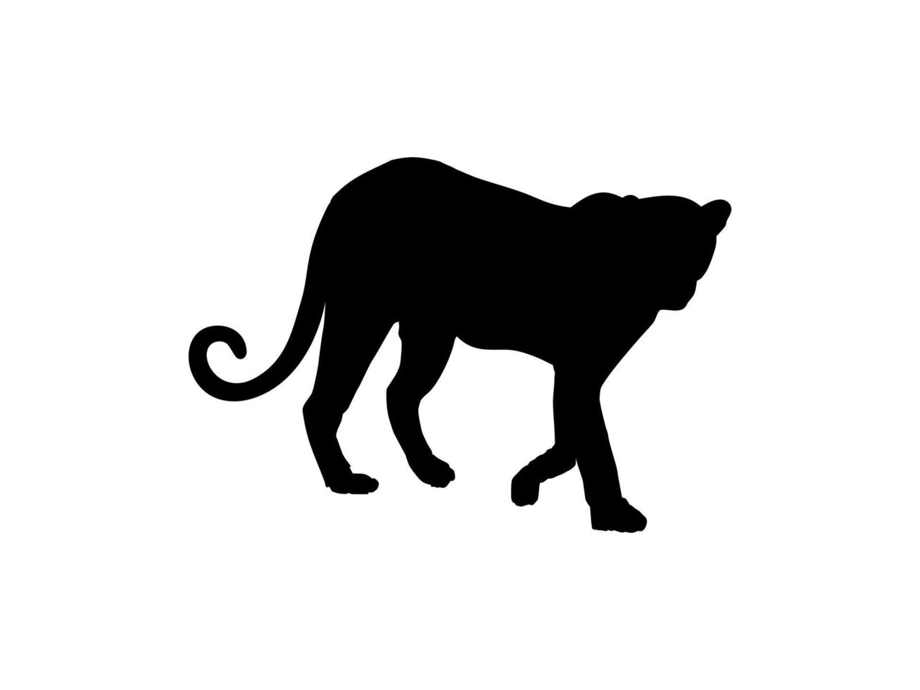 Walking Standing Tiger, Leopard, Cheetah, Black Panther, Jaguar, Big Cat Family Silhouette for Logo or Graphic Design Element. Vector Illustration