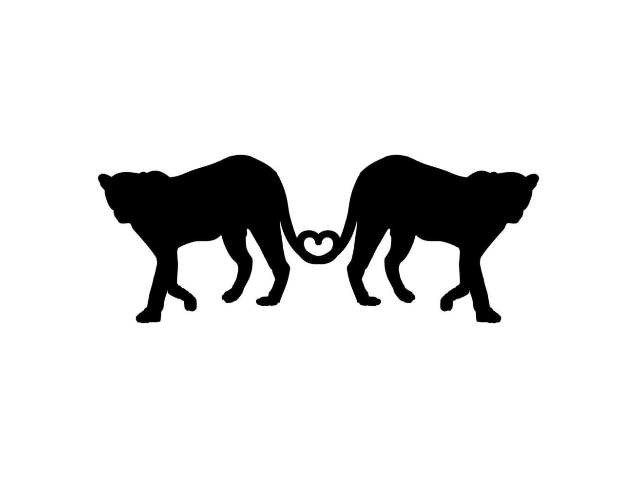 Walking Standing Tiger, Leopard, Cheetah, Black Panther, Jaguar, Big Cat Family Silhouette for Logo or Graphic Design Element. Vector Illustration