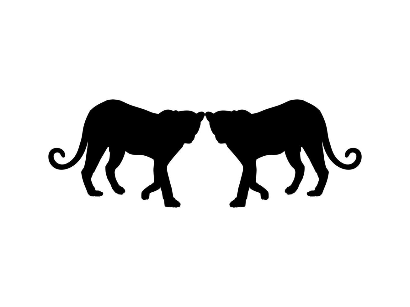 Walking Standing Tiger, Leopard, Cheetah, Black Panther, Jaguar, Big Cat Family Silhouette for Logo or Graphic Design Element. Vector Illustration