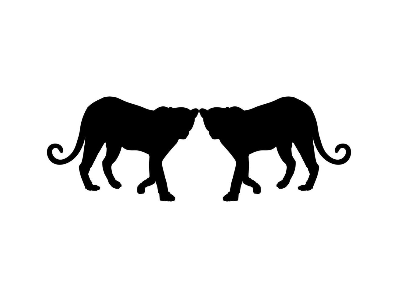 tigre de pie, leopardo, guepardo, pantera negra, jaguar, silueta familiar de grandes felinos para logotipo o elemento de diseño gráfico. ilustración vectorial vector