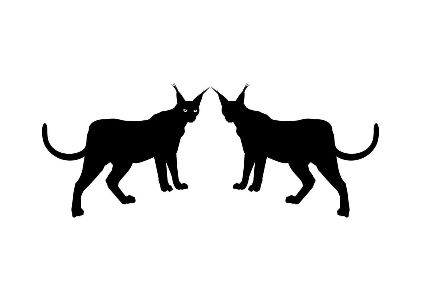 Pair of the Caracal Cat Silhouette for Logo, Pictogram, Website or Graphic Design Element. Vector Illustration