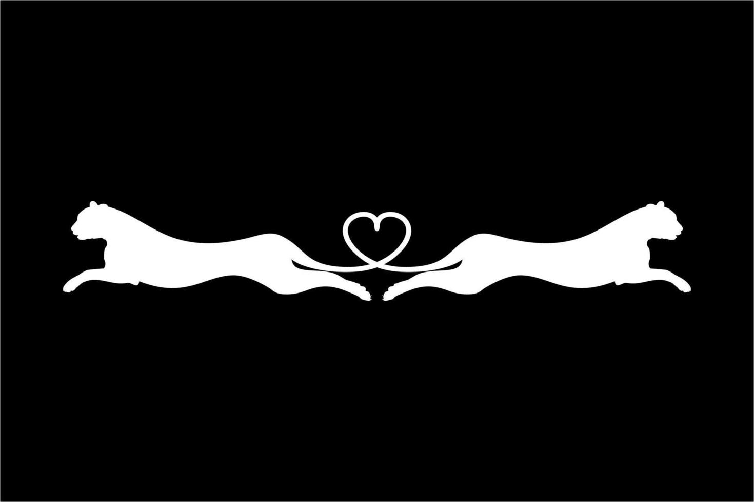Silhouette of the Jumping Pair of the Wild Cat, Tiger, Leopard, Panther, Cheetah, Jaguar, Puma and Big Cat Family, for Logo, Pictogram, Website, or Graphic Design Element. Vector Illustration