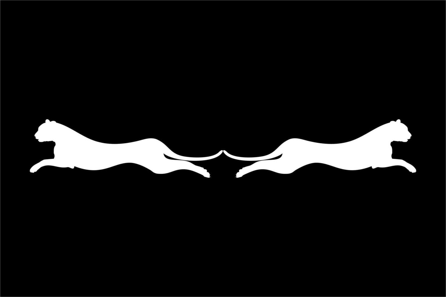 Silhouette of the Jumping Pair of the Wild Cat, Tiger, Leopard, Panther, Cheetah, Jaguar, Puma and Big Cat Family, for Logo, Pictogram, Website, or Graphic Design Element. Vector Illustration