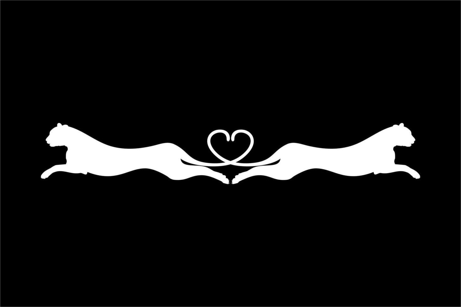 Silhouette of the Jumping Pair of the Wild Cat, Tiger, Leopard, Panther, Cheetah, Jaguar, Puma and Big Cat Family, for Logo, Pictogram, Website, or Graphic Design Element. Vector Illustration