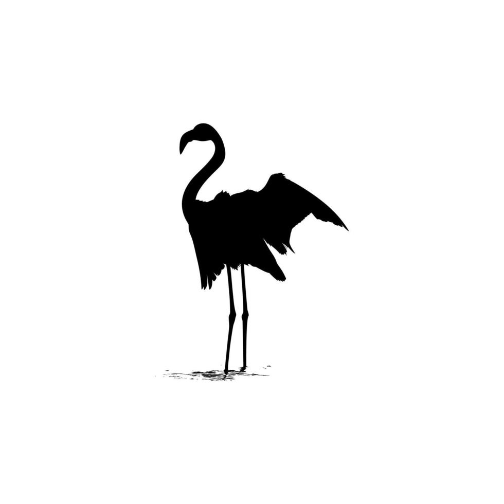 Dancing Flamingo Silhouette for Icon, Symbol, Logo, Art Illustration, Pictogram, Website, or Graphic Design Element. Vector Illustration