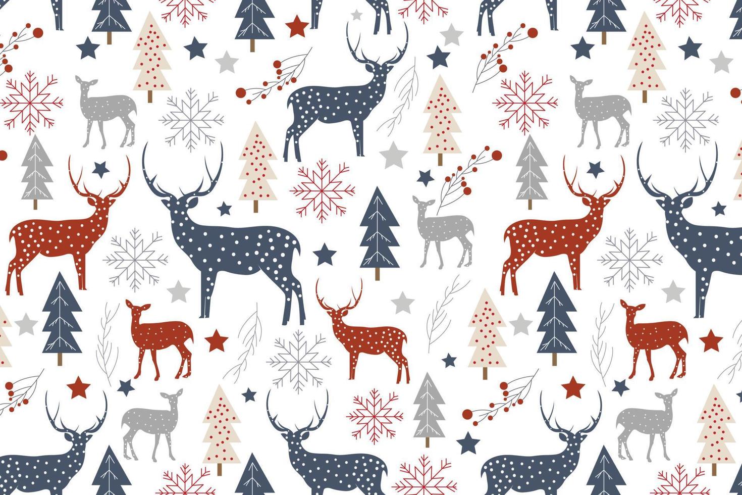 Vintage Christmas elements seamless pattern wrapping background vector