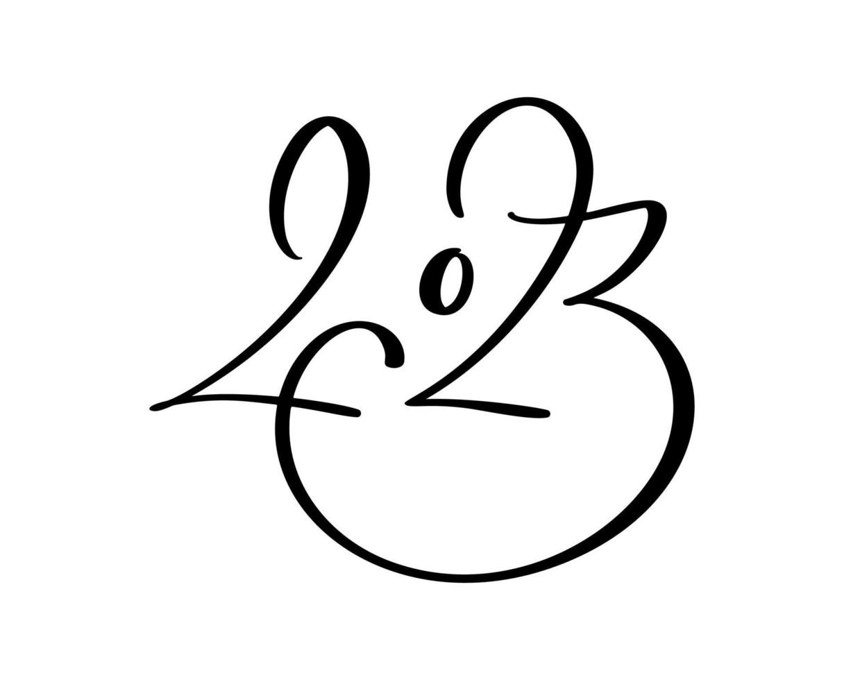 caligrafía vintage vector letras dibujadas a mano número negro texto 2023. tarjeta de felicitación de feliz año nuevo. diseño de ilustración de navidad