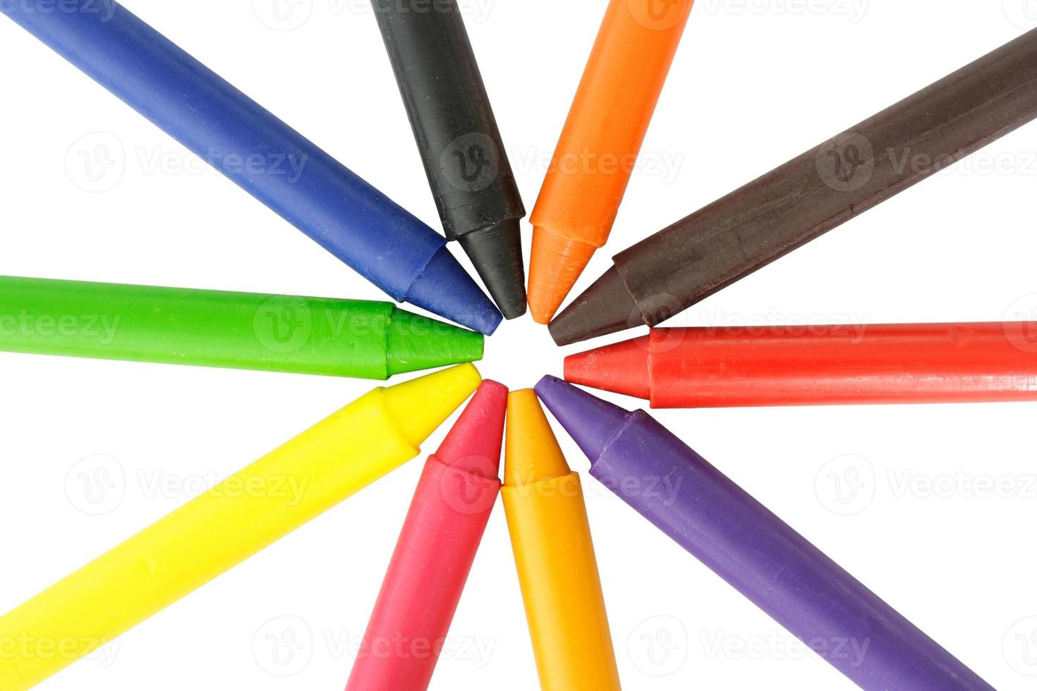 Wax crayons on white background photo