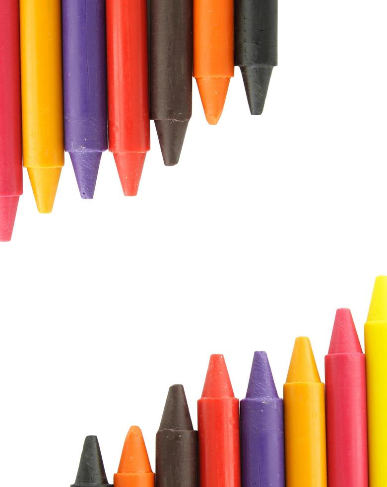 Wax crayons on white background photo